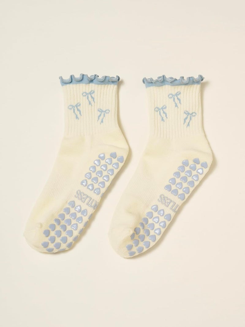 Shapes Studio Crew Half Calf Grip Socks, Cutest Fruits Pilates Socks, Ruffle socks, Non-Slip, Barre Yoga Fitness - Image 5